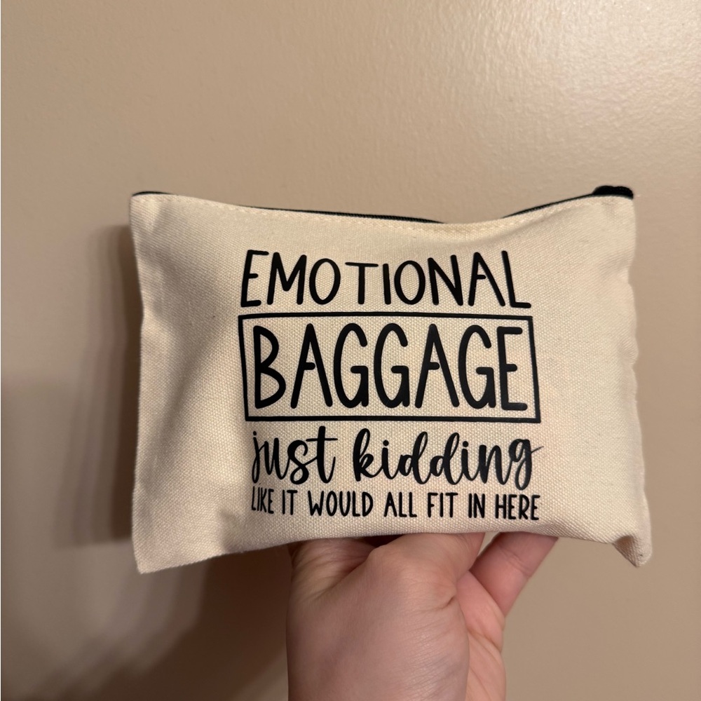 ✨Cream Canvas Pouch with Black Text